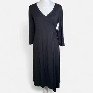 VTG JW San Francisco Women’s S Black Wrap Dress Midi Timeless Resort-wear